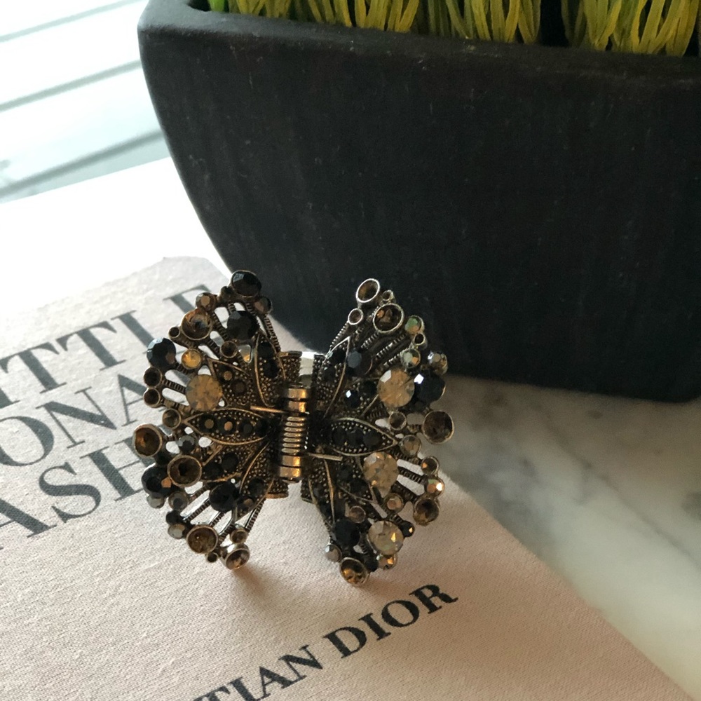 SOLD! Solid Metal & Crystal Hair Clip / Accessory